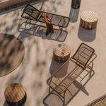 DANDARA Ležaljka s čeličnom konstrukcijom, bež užetom i nogama od punog bagremovog drva