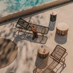 DANDARA Ležaljka s čeličnom konstrukcijom, bež užetom i nogama od punog bagremovog drva