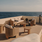 XORIGUER 3-seater sofa in synthetic rattan and 100% FSC solid eucalyptus wood