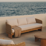 XORIGUER 3-seater sofa in synthetic rattan and 100% FSC solid eucalyptus wood