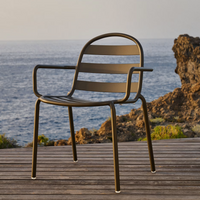 JONCOLS Stackable outdoor aluminium chair with a powder coated grey finish