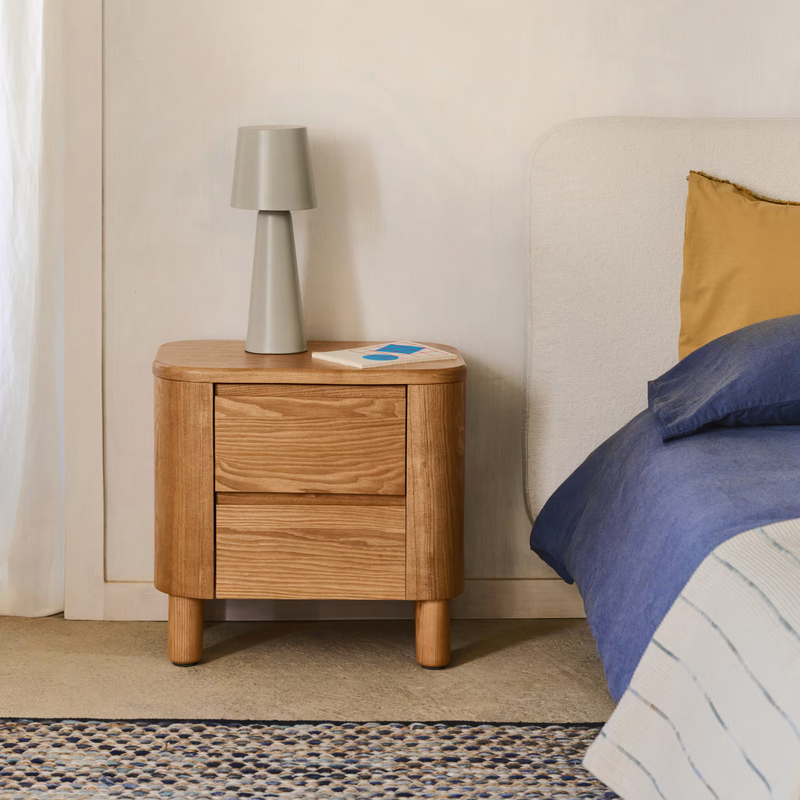 SALAYA Bedside table in ash plywood FSC Mix Credit, 55 cm x 50 cm