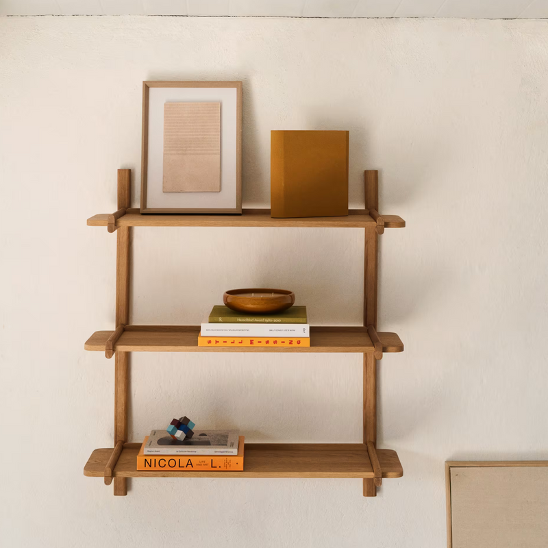 SITRA modularna polica, 3 police od punog hrastovog drva u prirodnoj završnoj obradi, 110 cm