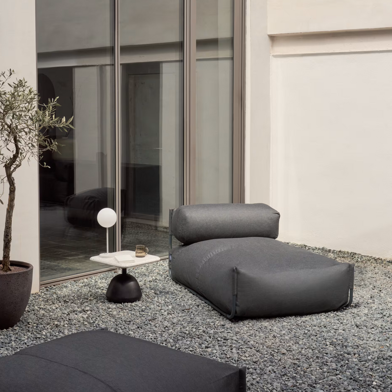 SQUARE Ležaljka s naslonom u bež boji s crnim aluminijem