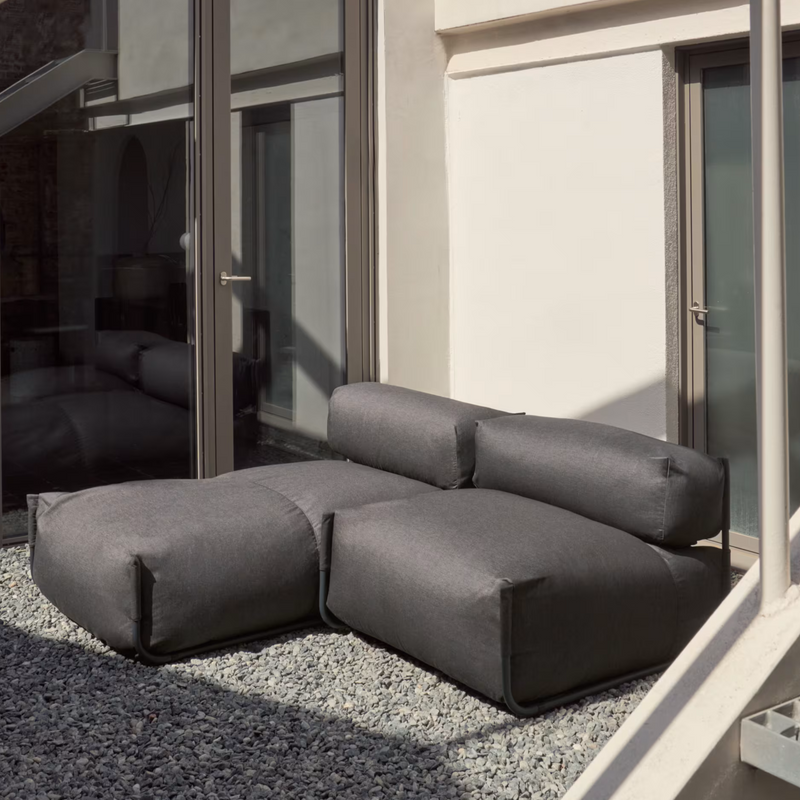 SQUARE Ležaljka s naslonom u bež boji s crnim aluminijem