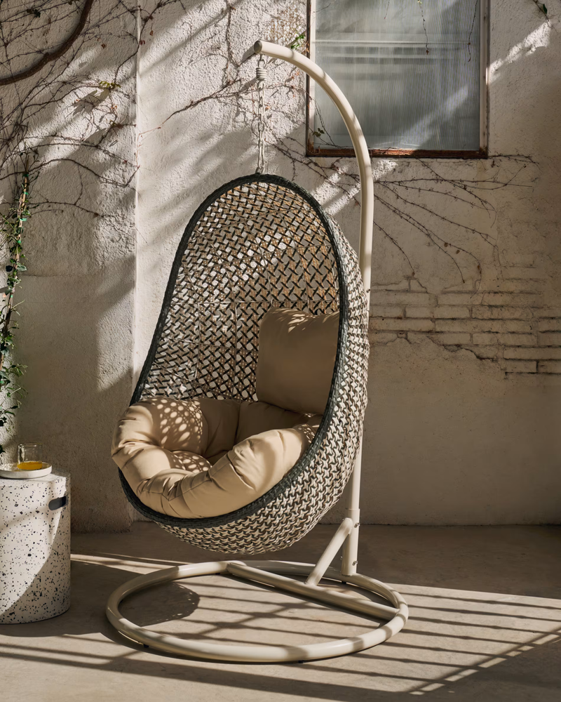 CIRA Hanging armchair with light/dark grey multicolour base