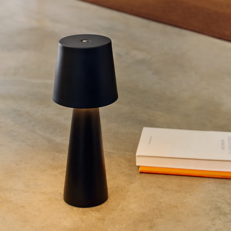 ARENYS Outdoor metal table lamp in a black painted finish