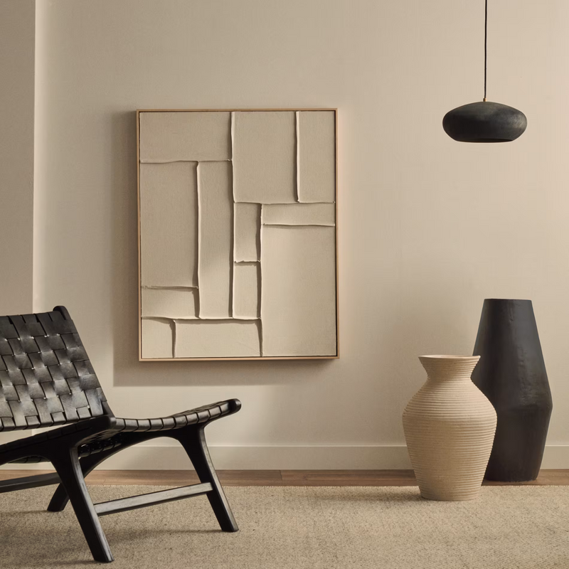 KLIS slika od platna sa geometrijskim oblicima bijele boje