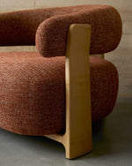 GRANITE Chenille armchair with solid ash wood legs