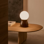 OKENI table lamp made of walnut veneer and glass