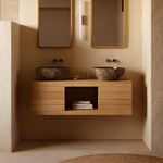 YENIT Bathroom furniture in solid teak wood with a natural finish, 120 x 45 cm