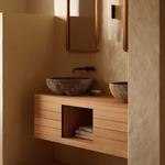 YENIT Bathroom furniture in solid teak wood with a natural finish, 120 x 45 cm
