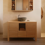 NERIA Bathroom furniture in solid teak wood with natural finish, 120 x 45 cm