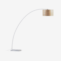 JUHE Ash veneer floor lamp in white steel and marble