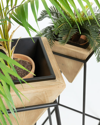 STARED Set of 2 wooden planters with metal legs