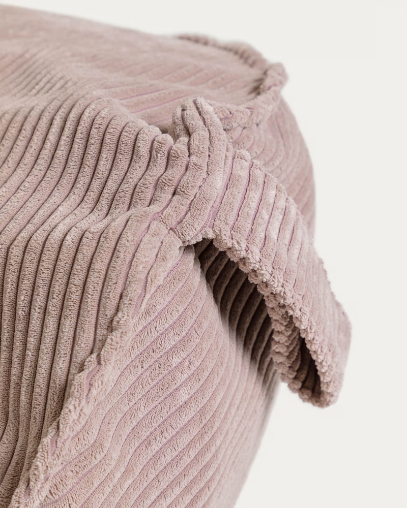 WILMA Pouffe in pink wide seam corduroy, Ø 80 cm