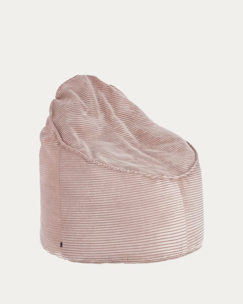 WILMA Pouffe in pink wide seam corduroy, Ø 80 cm