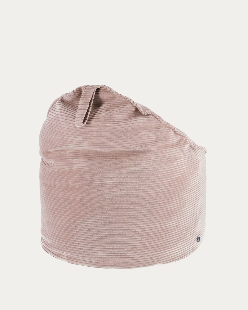 WILMA Pouffe in pink wide seam corduroy, Ø 80 cm