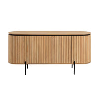 LICIA Solid mango wood sideboard with 4 doors and black finish metal, 170 x 80 cm