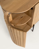 LICIA Komoda od punog drva manga s 4 vrata i metalom u crnoj boji, 170 x 80 cm