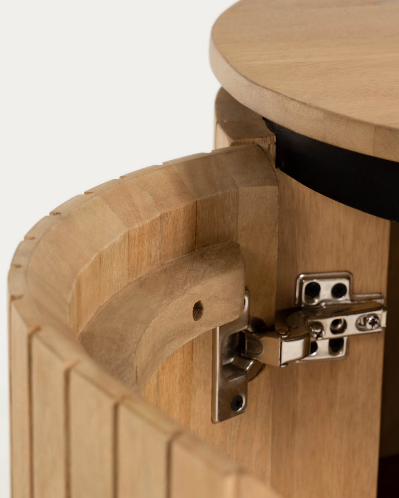 LICIA Komoda od punog drva manga s 4 vrata i metalom u crnoj boji, 170 x 80 cm