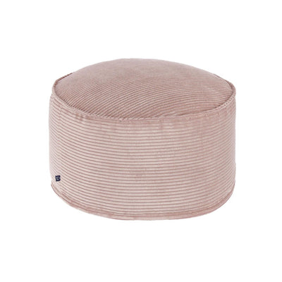WILMA Large pouffe in pink wide seam corduroy, Ø 70 cm