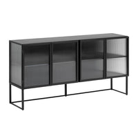 TRIXIE Steel sideboard with 4 doors in a black painted finish, 160 x 81 cm