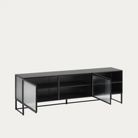 TRIXIE Steel TV stand with 2 doors in a black painted finish, 180 x 50 cm