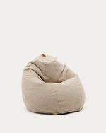 VICKA Pouffe in beige bouclé, Ø 70 cm