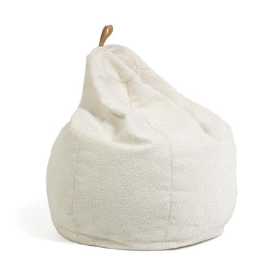 VICKA White bouclé pouffe Ø 70 cm