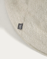 VICKA White bouclé pouffe Ø 70 cm