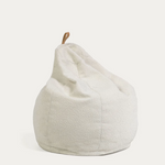 VICKA White bouclé pouffe Ø 70 cm