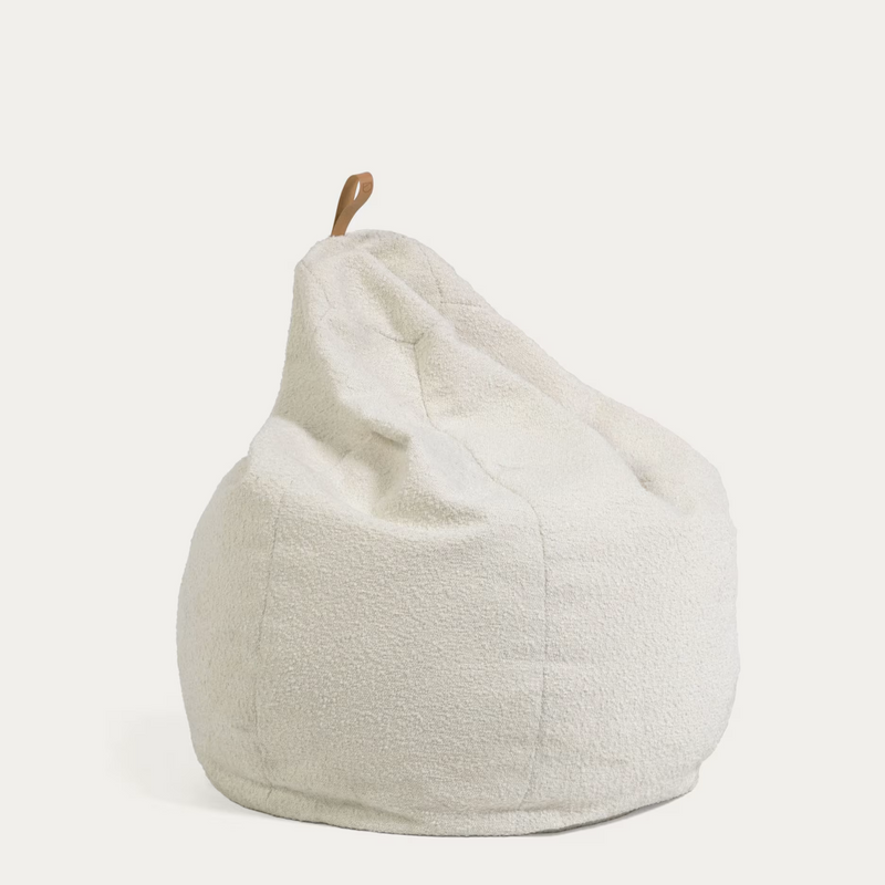 VICKA White bouclé pouffe Ø 70 cm