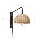 DAMILA Wall light in rattan and black metal