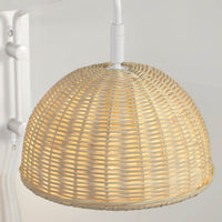 DAMILA Wall light in metal with white finish and rattan with natural finish