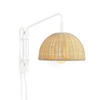 DAMILA Wall light in metal with white finish and rattan with natural finish