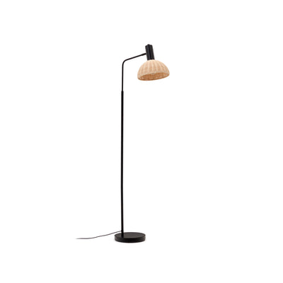 DAMILA Podna lampa od ratana i crnog metala