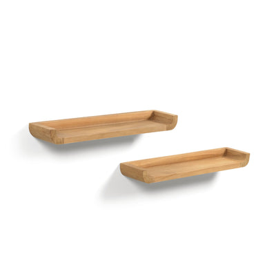 SHAMEL set of 2 solid teak shelves 50 x 5 cm