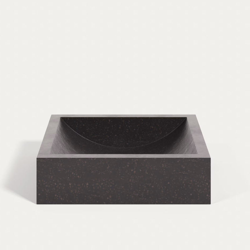 DELINA Square countertop washbasin in black terrazzo