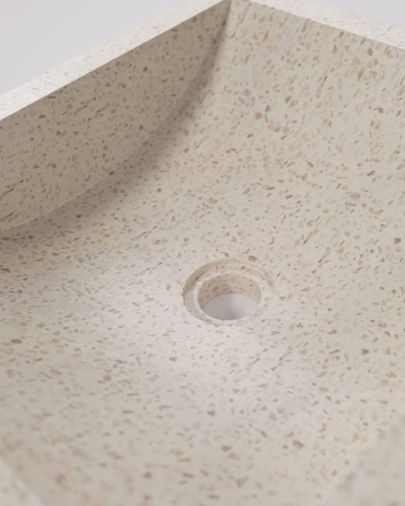 DELINA Square countertop washbasin in white terrazzo