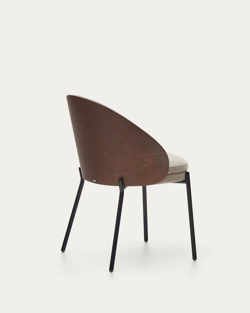 EAMY Light brown chair in an ash wood veneer with a wenge finish and black metal