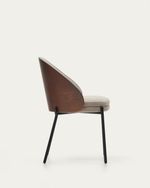 EAMY Light brown chair in an ash wood veneer with a wenge finish and black metal