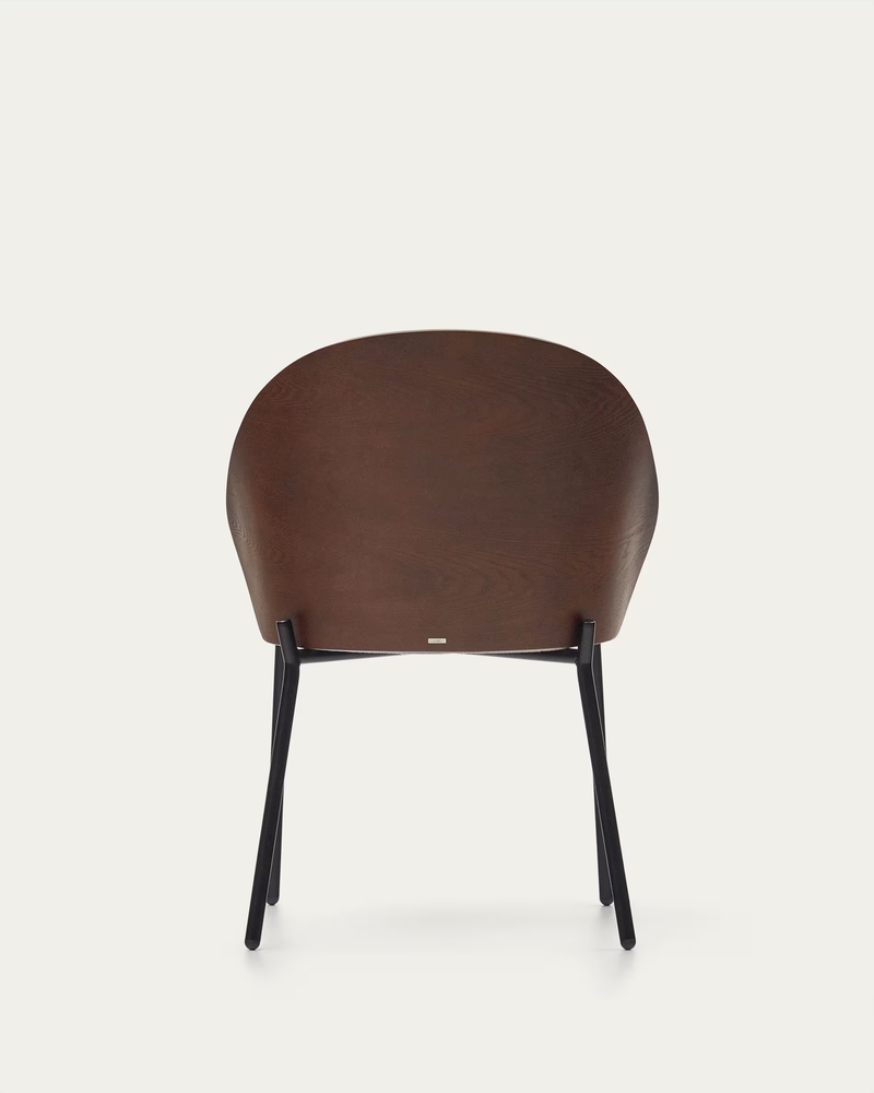 EAMY Light brown chair in an ash wood veneer with a wenge finish and black metal