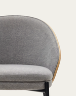 EAMY Light grey chair in an ash wood veneer with a natural finish and black metal