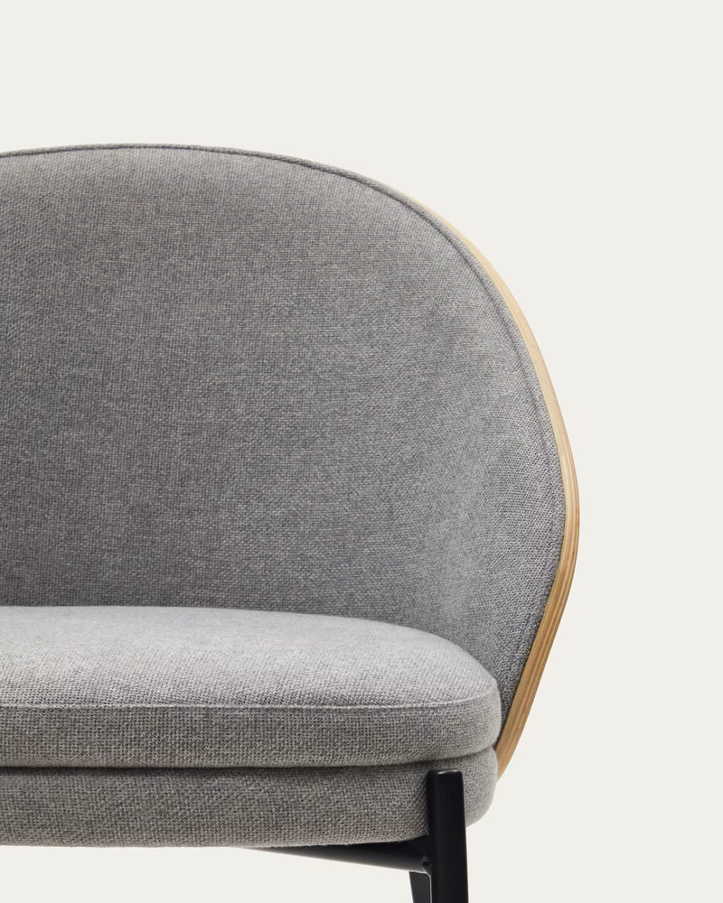 EAMY Light grey chair in an ash wood veneer with a natural finish and black metal