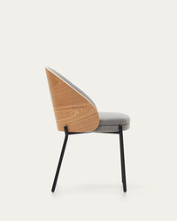 EAMY Light grey chair in an ash wood veneer with a natural finish and black metal