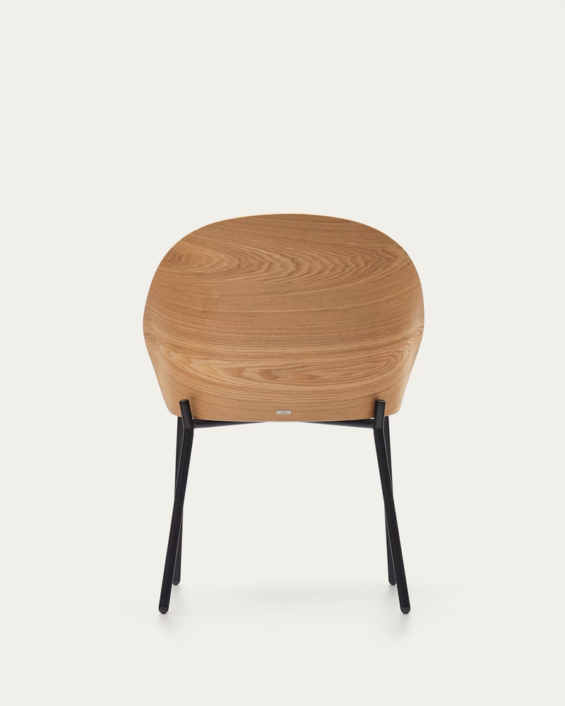 EAMY Light grey chair in an ash wood veneer with a natural finish and black metal