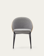 EAMY Light grey chair in an ash wood veneer with a natural finish and black metal