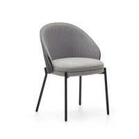 EAMY Light grey chair in an ash wood veneer with a black finish and black metal