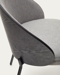 EAMY Light grey chair in an ash wood veneer with a black finish and black metal